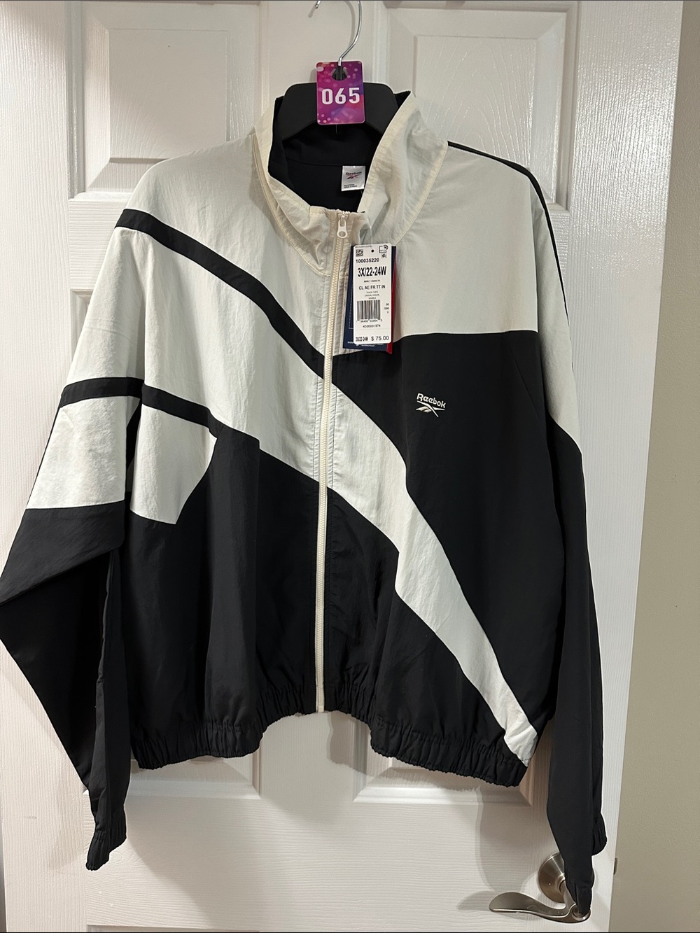 Reebok Black and White Colorblock Bomber Jacket